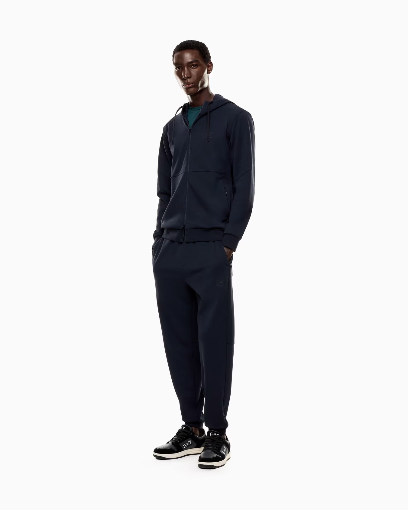 EMPORIO ARMANI FELPA IN COTONE CON CAPPUCCIO IN TESSUTO TECNICO NATURAL VENTUS7 - immagine 2
