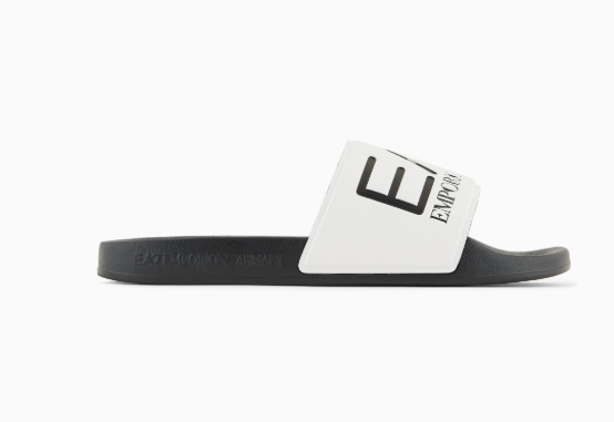 EMPORIO ARMANI CIABATTA A FASCIA IN GOMMA UNISEX CON MAXI LOGO